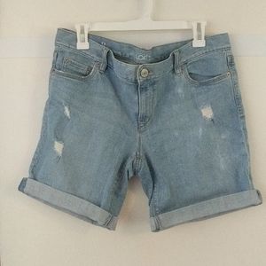 Anne Taylor LOFT Distressed Boyfriend Denim Shorts
